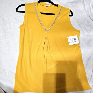 89th & madison sunflower yellow sleeveless rhinestone blouse